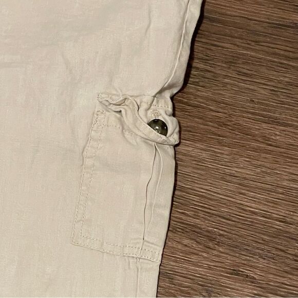 Cynthia Rowley Linen Cargo Pants Beige Khaki Size 8 - Picture 9 of 12
